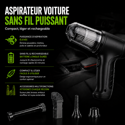 Aspirateur Voiture Sans Fil Puissant Optimo™ PRO