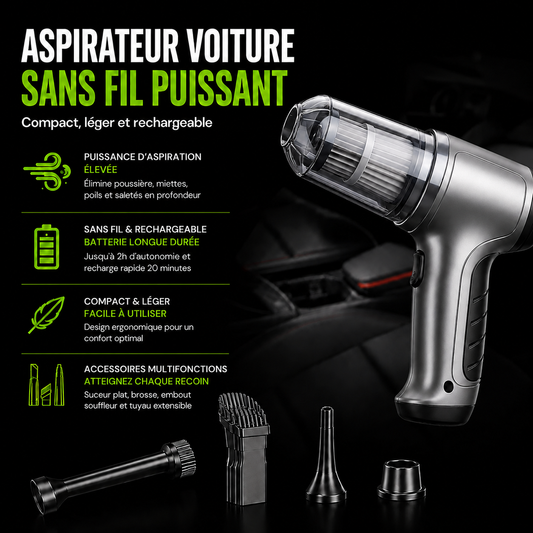 Aspirateur Voiture Sans Fil Puissant Optimo™ PRO