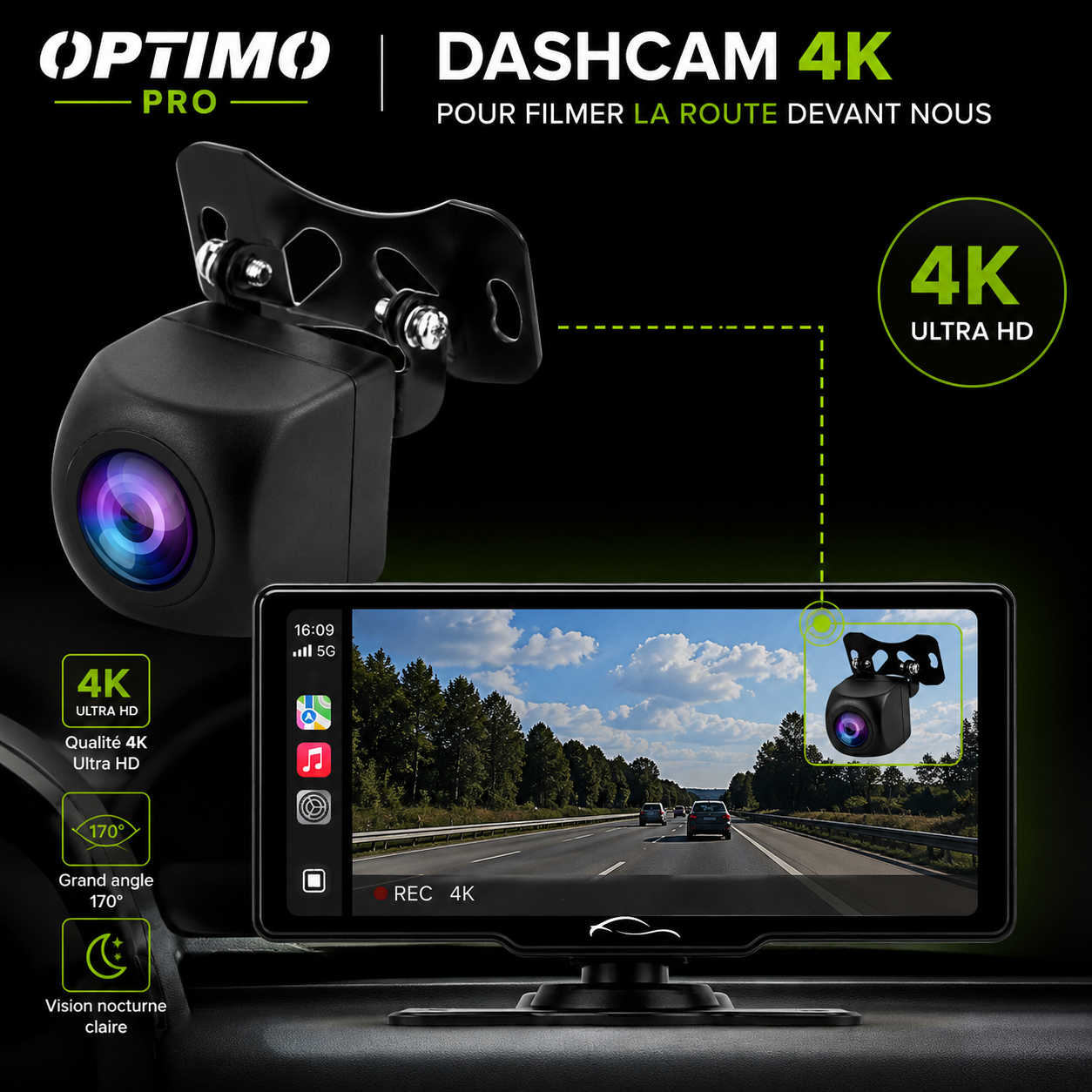 Dashcam 4K pour Carplay Optimo™ PRO