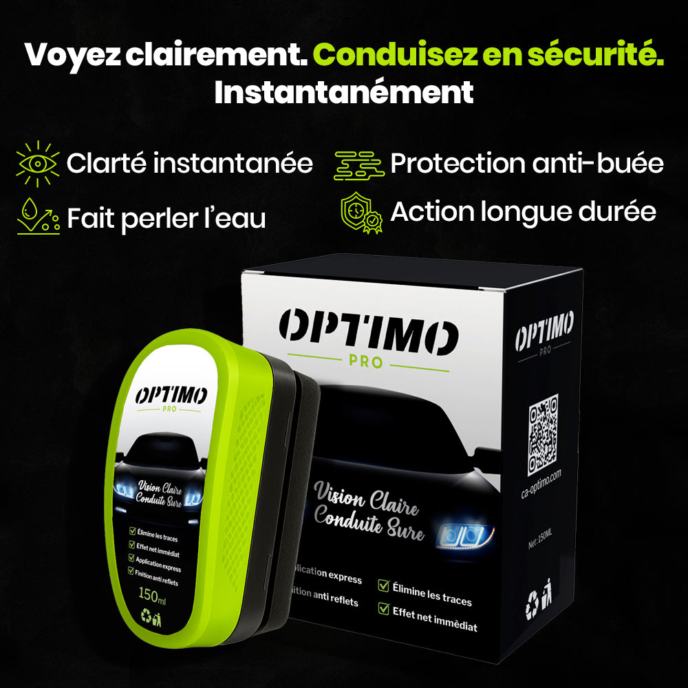 Éponge Hydrophobe Optimo™ PRO pour vitres de voiture – traitement déperlant anti-pluie, effet clair instantané et protection longue durée contre la buée