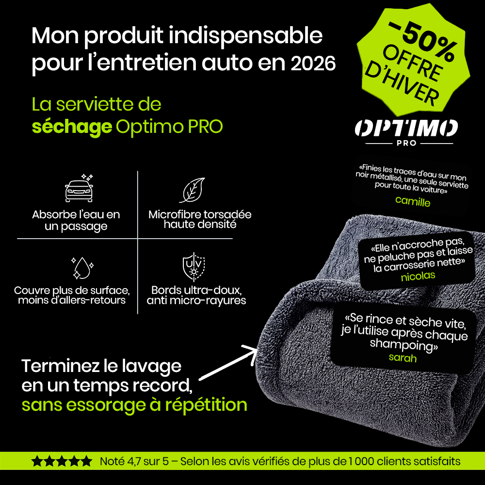 Serviette de Séchage Optimo™ PRO – microfibre ultra-absorbante pour un séchage sans traces et sans effort. Offre d'hiver -50%.